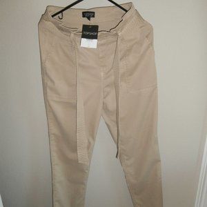 Top Shop US 6 Chino Style Pants w/gathered tie waist NWT